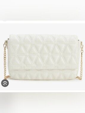 Express White Quilted Geometric Crossbody Clutch